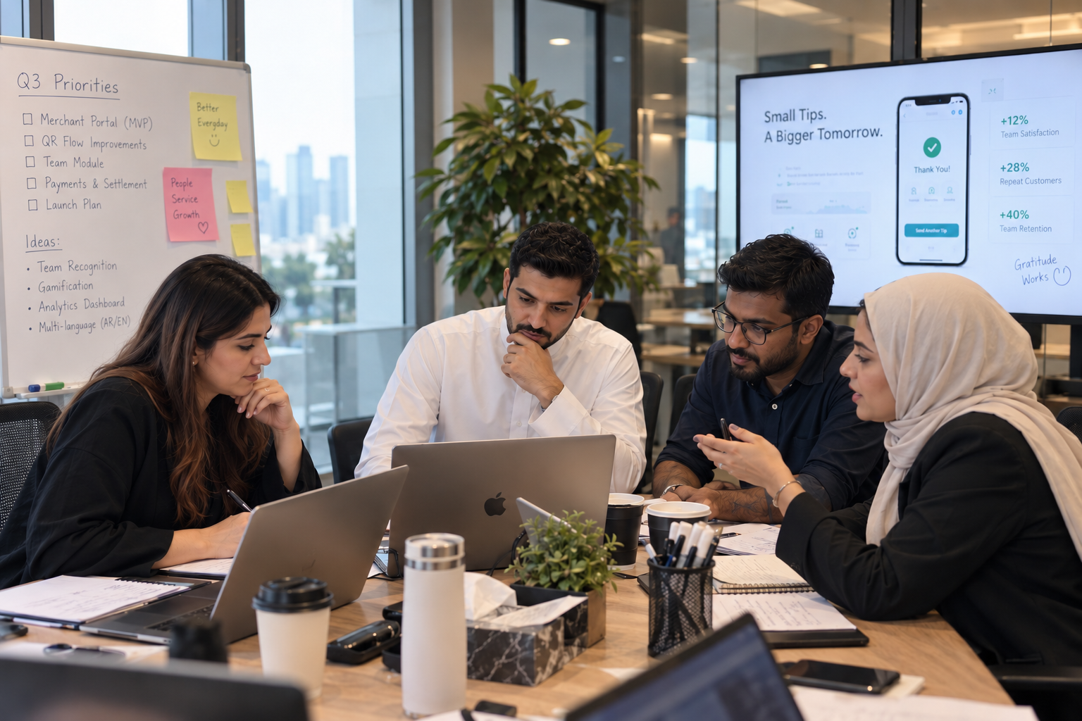 The iTip team working together in the office